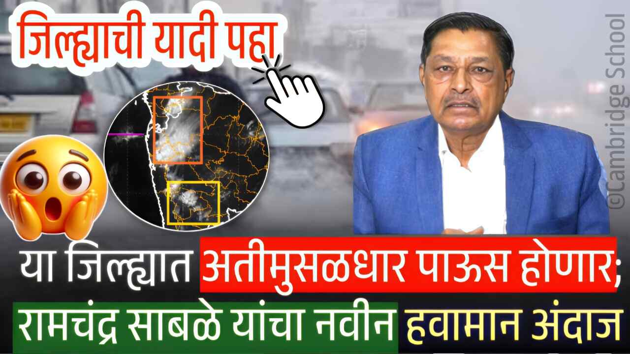 पुढील 48 तास धोक्याचे: या भागातील मुसळधार पाऊस, तर या भागात अतिवृष्टी होणार! Ramchandra Sable Hawaman Andaj